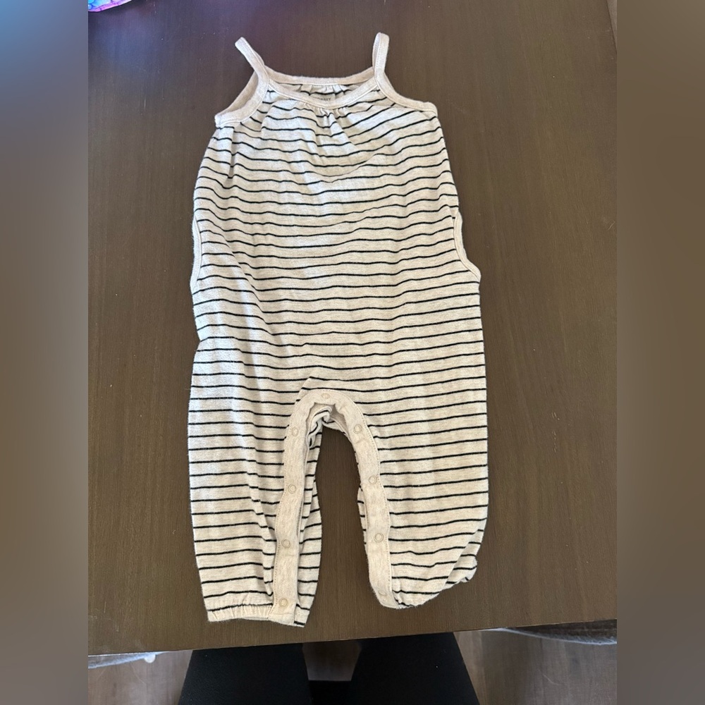 Old Navy Cream and Black Striped Sleeveless Baby Romper